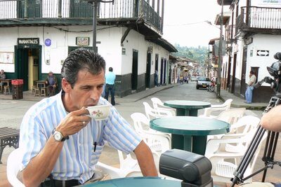 Bernardo Sips Coffee in El Retiro