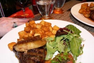 Steak with Giant Foie Gras Hat in Chartres