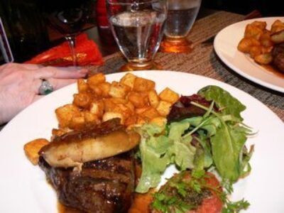 Steak with Giant Foie Gras Hat in Chartres