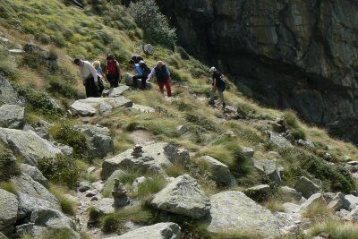 Scrambling Up to the Mountain Hut