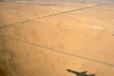 Flying over the desert in Iran. 