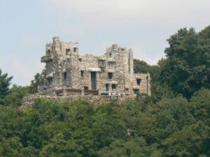 The dilapidated castle on the Connecticut shore built by mogul William Gillette.