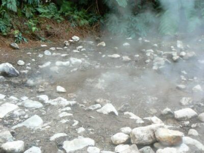 The bubbling cauldron at the Caleira Velha, near Ponta Delgado, Azores.