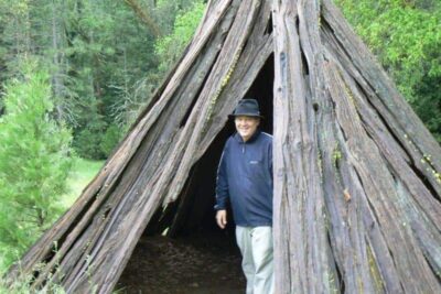 Inside the Miwok tipi.