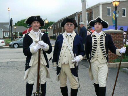 Revolutionary War soldiers get ready for a parade in E. Greenwich RI
