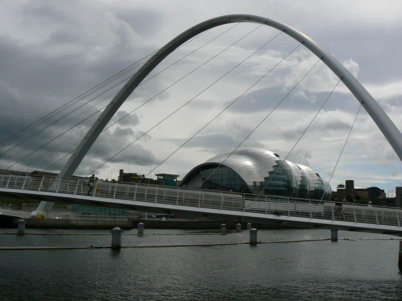 The Gateshead Millenial Bridge, in Newcastle-on-Tyne, England.