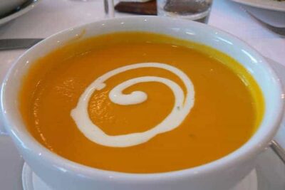 Carrot, Coriander soup in Newcastle, UK. 