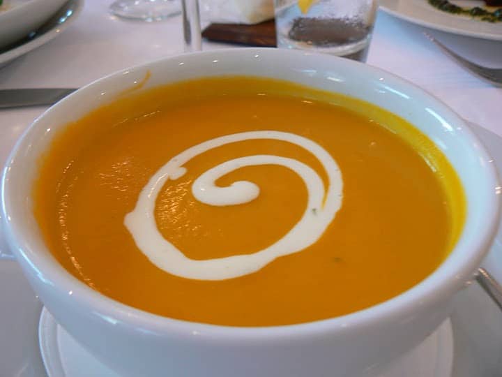 Carrot, Coriander soup in Newcastle, UK. 