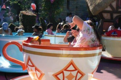 Spinning teacups at Disneyland.