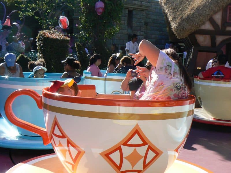 Spinning teacups at Disneyland.