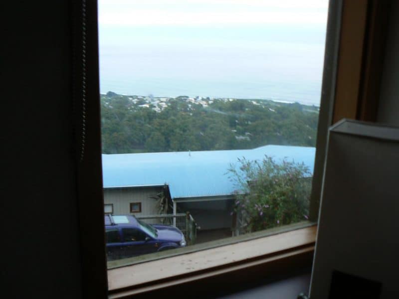 Bedroom view of the Southern Ocean from Chris's Beacon Point, Apollo Bay.,