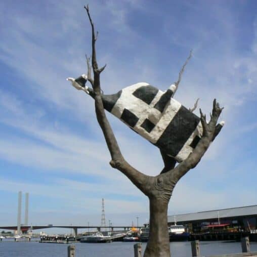 Public art is everywhere in Melbourne. Here is a piece in the Docklands.