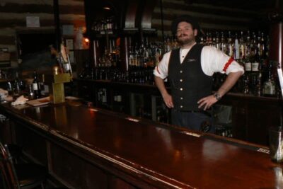 Saloon keeper at the Owl Bar, Sundance Resort in Utah.