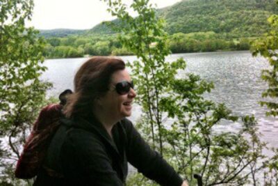 Riding along the Ashuwillticook Rail Trail between Lanesborough and Adams, MA.