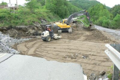 Storm damage that closed Rte 5 in Barnet, Vermont