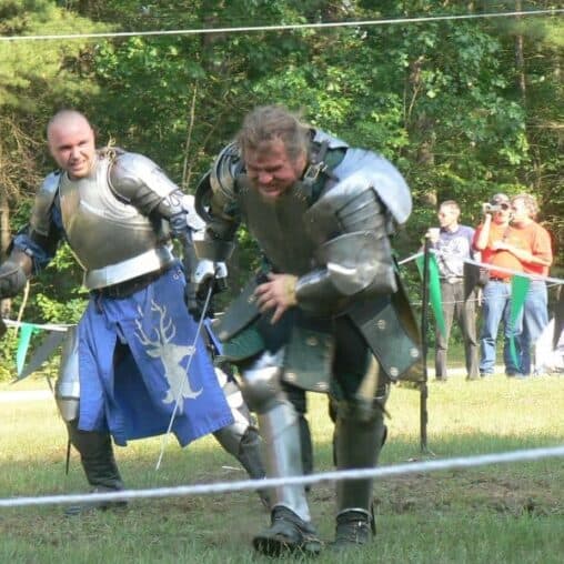 Knights battle at the Mutton and Mead Festival in Turners Falls.