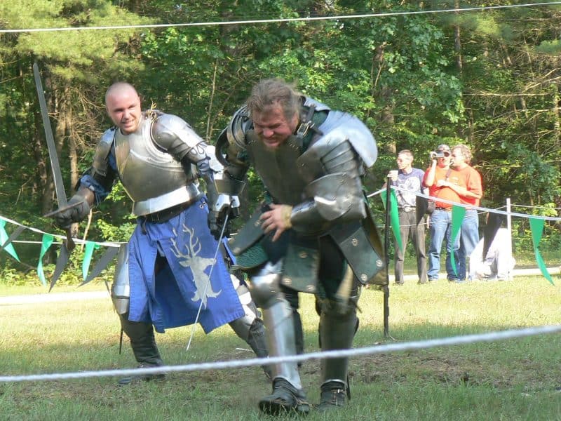 Knights battle at the Mutton and Mead Festival in Turners Falls.