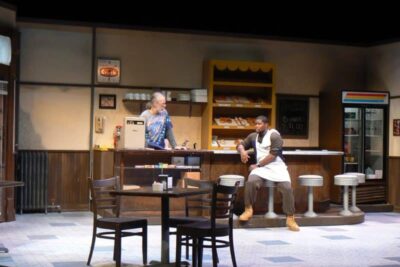 Rand Foerster and Johnny McQuarley as Arthur and Franco in "Superior Donuts" at New Century Theatre, Northampton MA.
