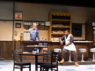 Rand Foerster and Johnny McQuarley as Arthur and Franco in "Superior Donuts" at New Century Theatre, Northampton MA.