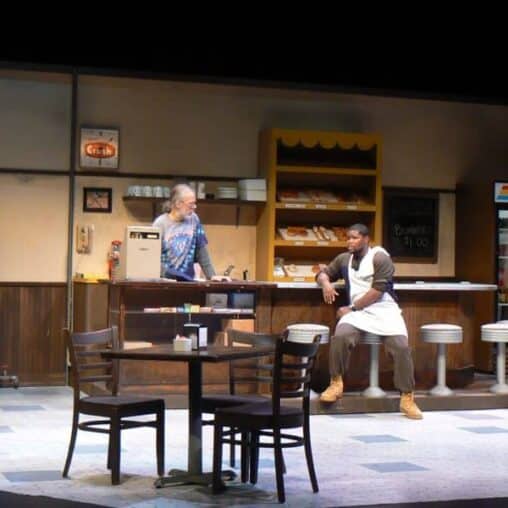 Rand Foerster and Johnny McQuarley as Arthur and Franco in "Superior Donuts" at New Century Theatre, Northampton MA.