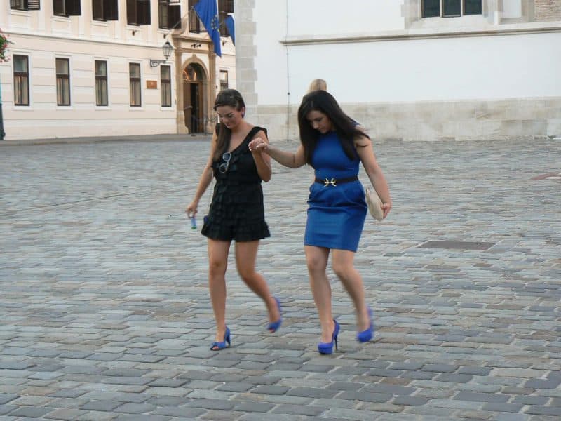 Walking on Zagreb's cobblestones in five inch heels takes good balance.