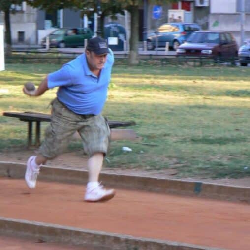 Playing bocce in a Zagreb park on a Sunday afternoon.