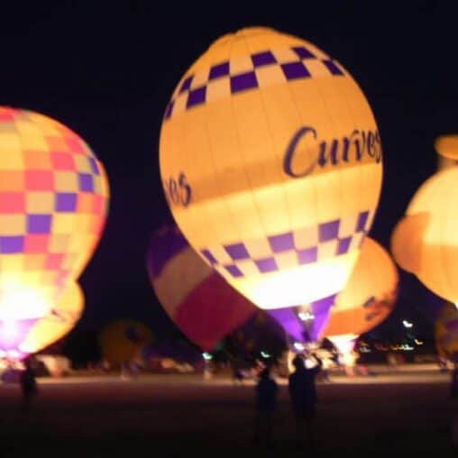 Balloons aglow at the Plano Balloon Festival, Plano Texas.