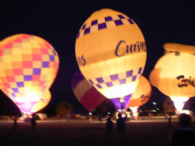 Balloons aglow at the Plano Balloon Festival, Plano Texas.