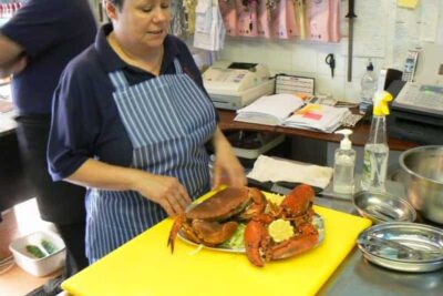 Gil Reacord, fishmonger in Aberyfi, Wales.