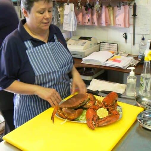 Gil Reacord, fishmonger in Aberyfi, Wales.