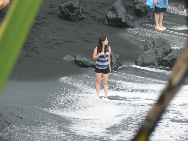 Black sand on the beach along the road to Hana, Maui Hawai'i.