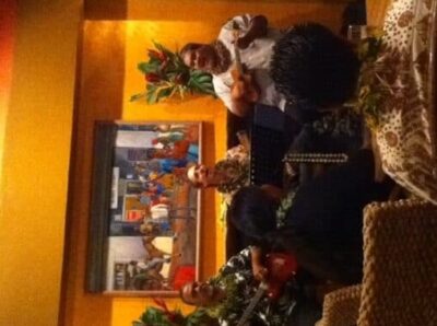 Hawaiian musicians at Travaasa play music for hula.