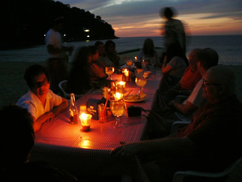 Dinner on the beach at Boca de Tomaltan, Mexico.
