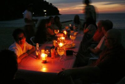 Dinner on the beach at Boca de Tomaltan, Mexico.