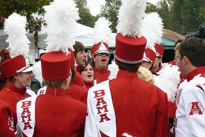 Alabama Crimson Tide Band members in Tuscaloosa before the Iron Bowl.