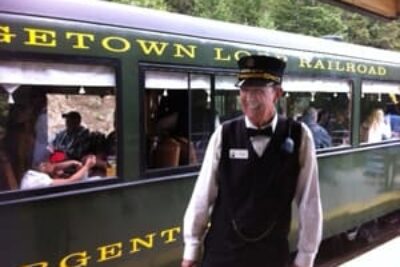 Conductor on the Georgetown Loop Railroad, Silver Plume Colorado.