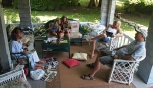 On the porch at Altamont, the big house in Eagles Mere, PA
