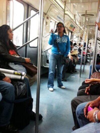 Vendor in the Mexico City metro.