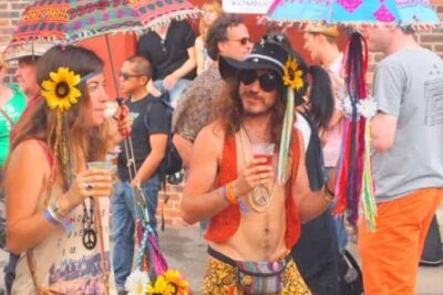 Flower power couple at Mass MOCA on Saturday.