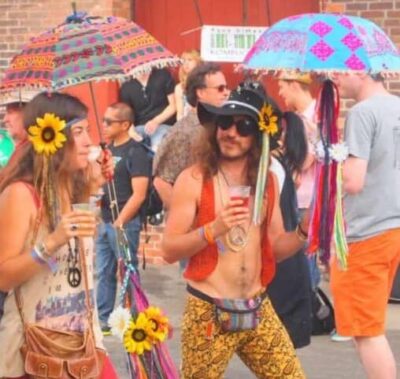 Flower power couple at Mass MOCA on Saturday.