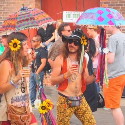 Flower power couple at Mass MOCA on Saturday.