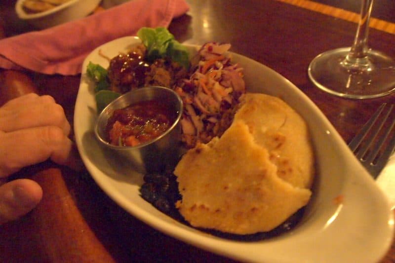 The Pint served up a hearty plate of pulled pork, Asian slaw, beans and papoosa from El Salvador.