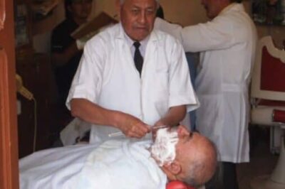 A shave in the Grand Plaza, Quito