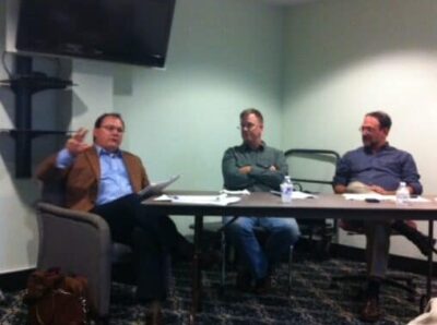 Attorney Scott Foster, Jeff Rutherford and Don Lesser talk about the terrible Tech tax tonight in Northampton.