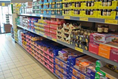 Aldi store shelves.