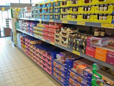 Aldi store shelves.