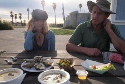 Mark Rey, of the Jolly Oyster, a food truck that sells their own farmed oysters on the Ventura beach.