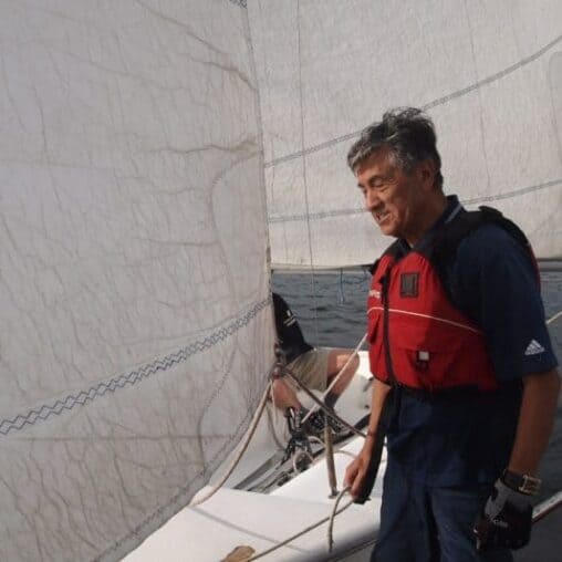 At the UCLA Marina Aquatic Center in Marina del Rey, Ceasar teaches sailing at all levels.