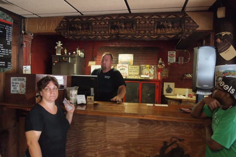 Mike, of Mike's Smokehouse Barbecue. He gets up at 4:30 to start smoking the meat every day.