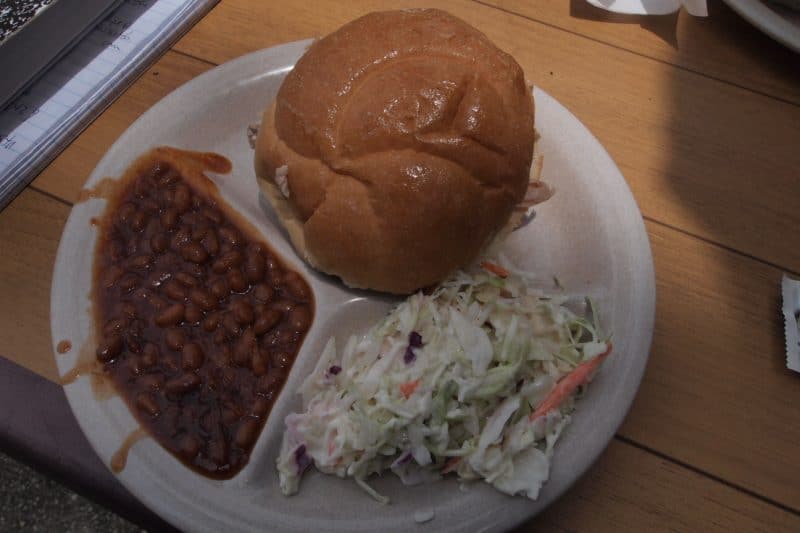 Mike's roadside BBQ joint attracts lots of truckers and cops. A good sign.